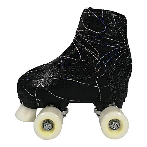 GISI Danza Copripattini in Lurex Skate per Pattinaggio - 100% Made in Italy (S - Misura Pattini 34/36, Nero)