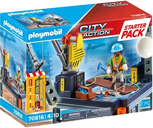 PLAYMOBIL City Action 70816 Starter Pack Cantiere con montacarichi, dai 4 Anni