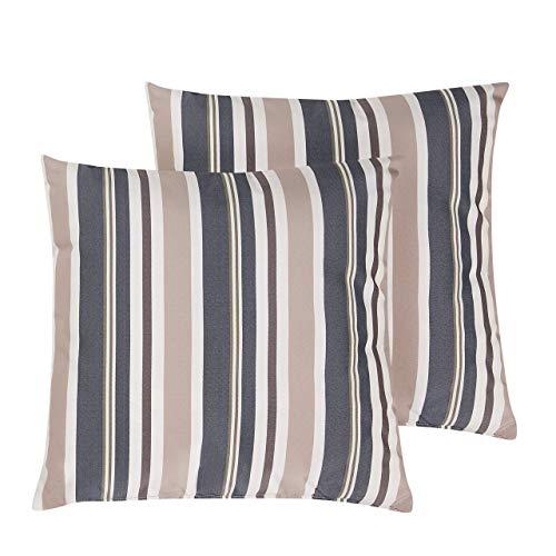 Set di 2 Cuscini da Giardino Blu e Beige Moderni con Zip 40 x 40 cm
