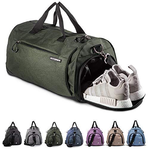 Fitgriff® Borsone Palestra - Donna \u0026 Uomo - Borsa Sportiva - per Palestra,  Fitness, Sport, Viaggio, Gym - Duffel Bag (Army Green, 48 x 26 x 25 cm  (Small))
