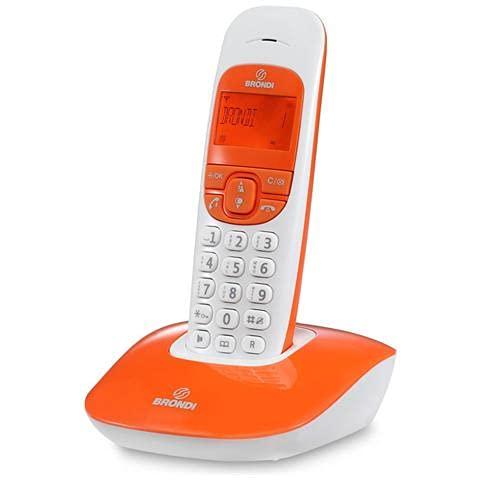 Brondi Nice - Telefono Cordless Arancione con Funzione ECO DECT e Vivavoce