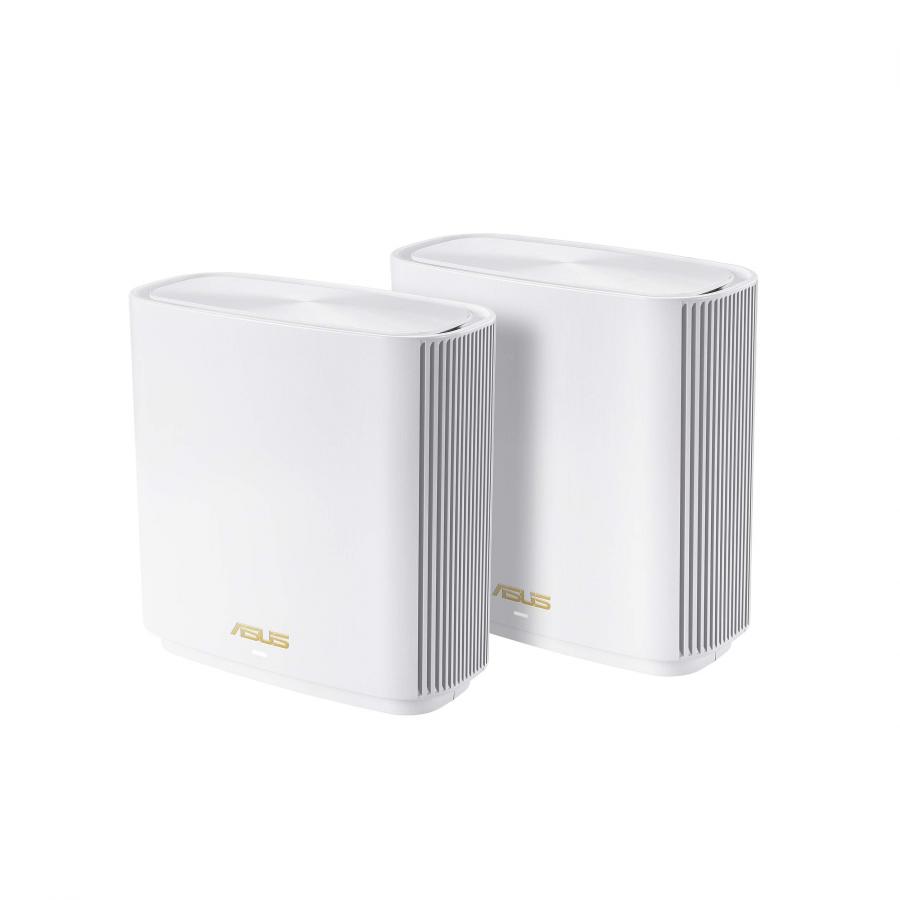 Asus Zenwifi XT8 sistema Mesh Wi-Fi 6 tri-band AX6600, copertura fino a 410 m²/6+ camere, 6.6 gbps wi-fi, 3 ssid, Internet security e controllo genitori incluso a vita, porta 2.5g, 2 pezzi, bianco