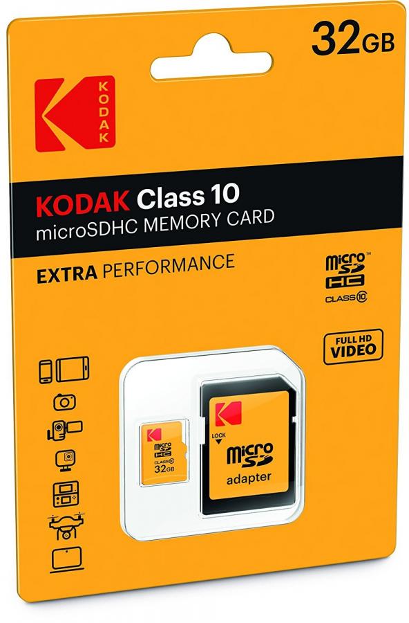 KODAK - Scheda di Memoria microSDHC da 32 GB, Classe 10, Compatibile con microSDXC