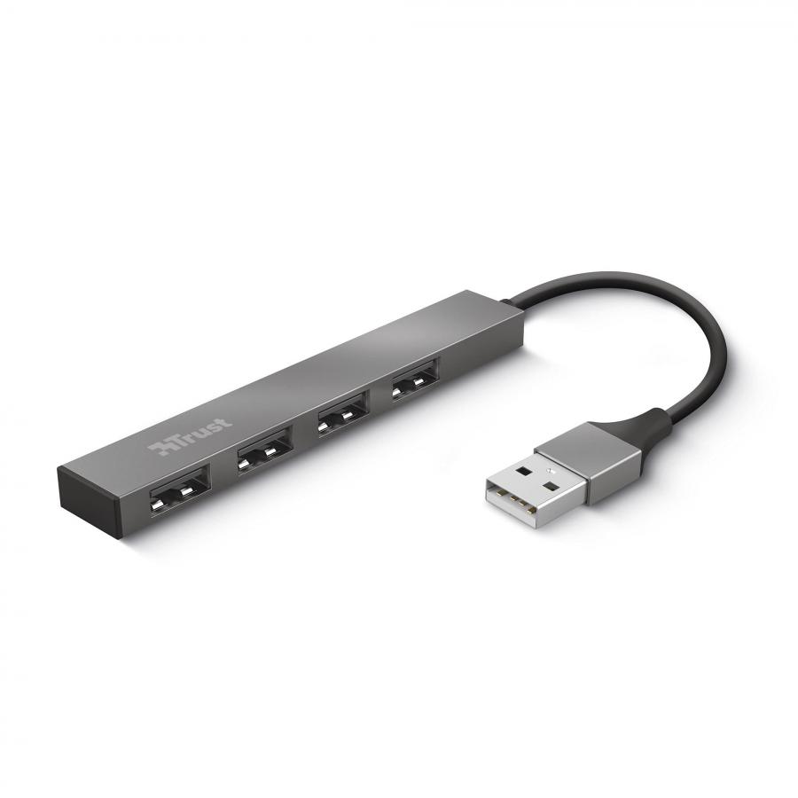 Trust Halyx Hub Mini USB 2.0 a 4 Porte in Alluminio - Argento