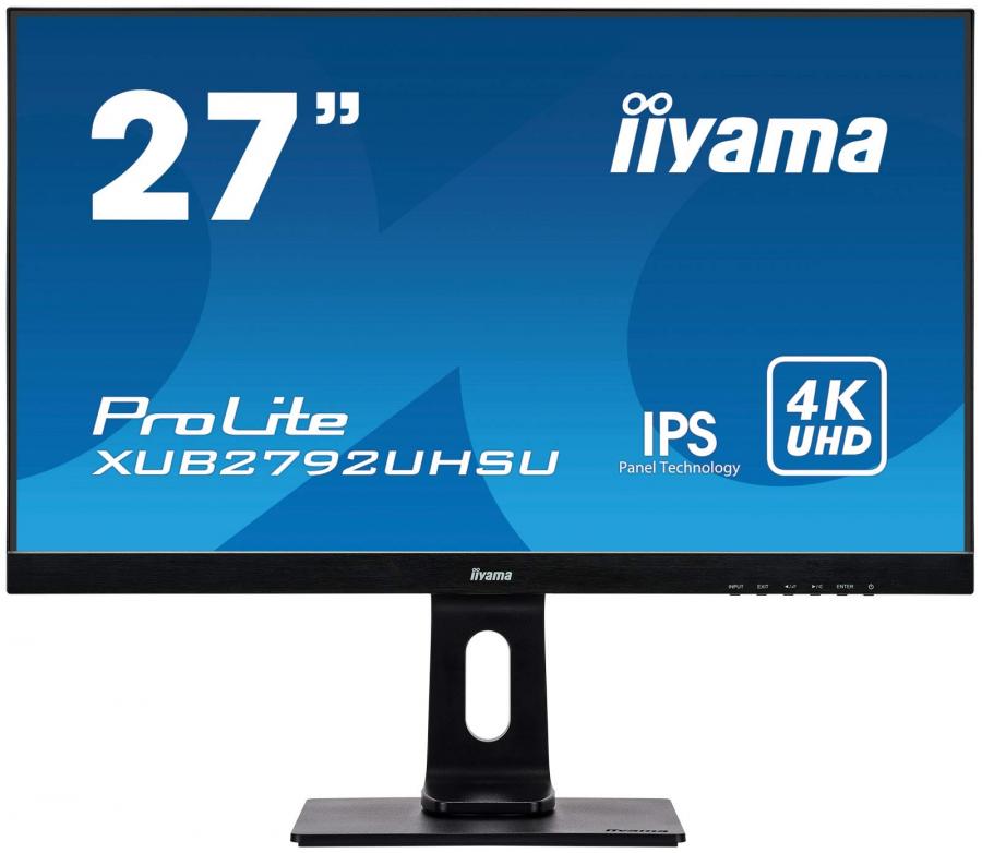 iiyama ProLite XUB2792UHSU-B1 68.4 cm, 27 Pollici, IPS LED-Monitor 4K UHD, DVI, HDMI, DisplayPort, 2xUSB3.0, Ultra-Slim-Line, Regolabile in Altezza, Pivot, Nero