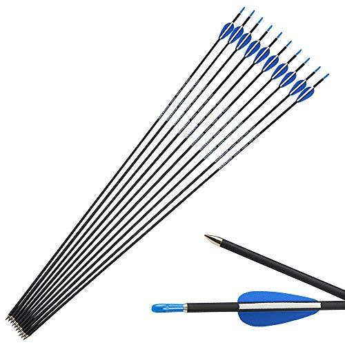 SHARROW Freccia di Carbonio 32 Pollici Frecce per Bersagli Spine 1200 Frecce in Carbonio Frecce per Arco Compound Ricurvo (12)