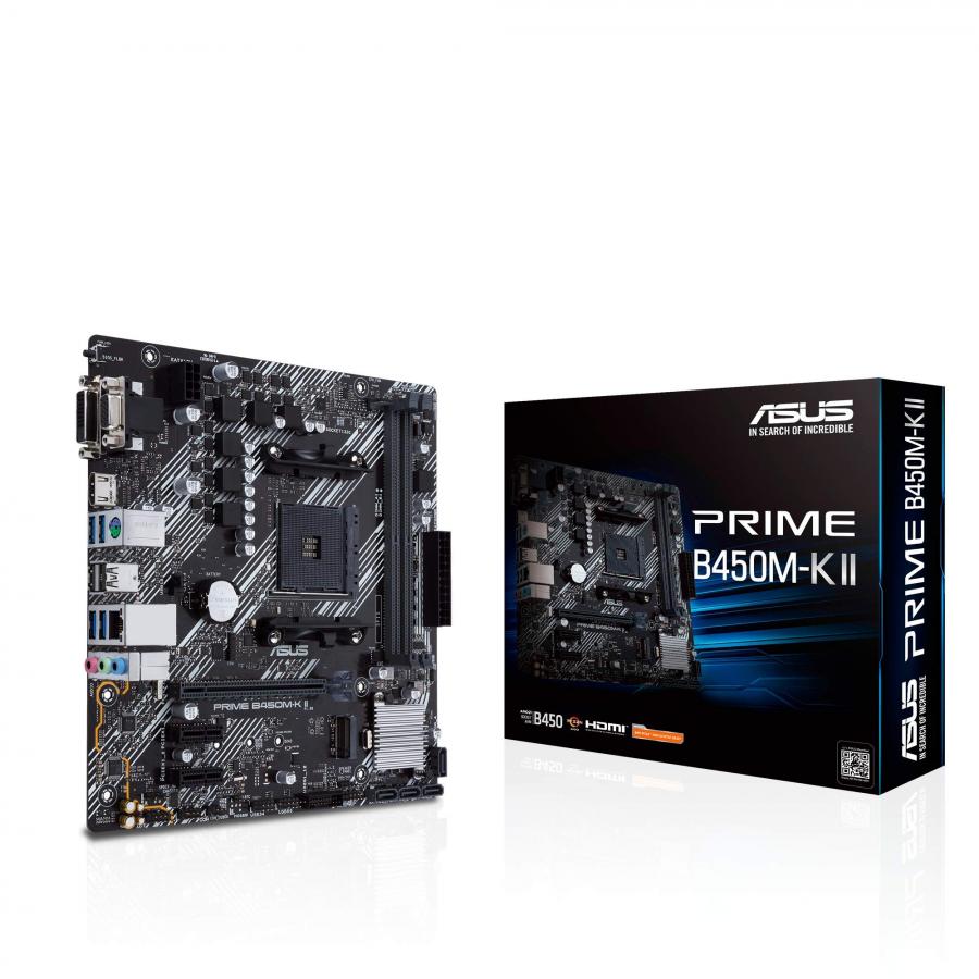 Asus PRIME B450M-K II, Scheda madre micro ATX AMD B450 (Ryzen AM4) con supporto M.2, HDMI/DVI-D/D-Sub, SATA 6 Gbps, 1 Gb Ethernet, USB 3.2 Gen 1 Type-A, BIOS FlashBack