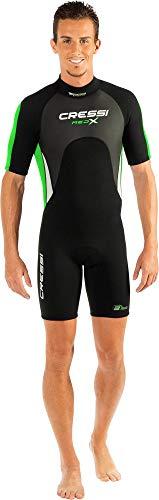 Cressi Med X Man, Muta Shorty in Neoprene Bifoderato 2.5 mm High Stretch Uomo, Nero/Lime/Silver
