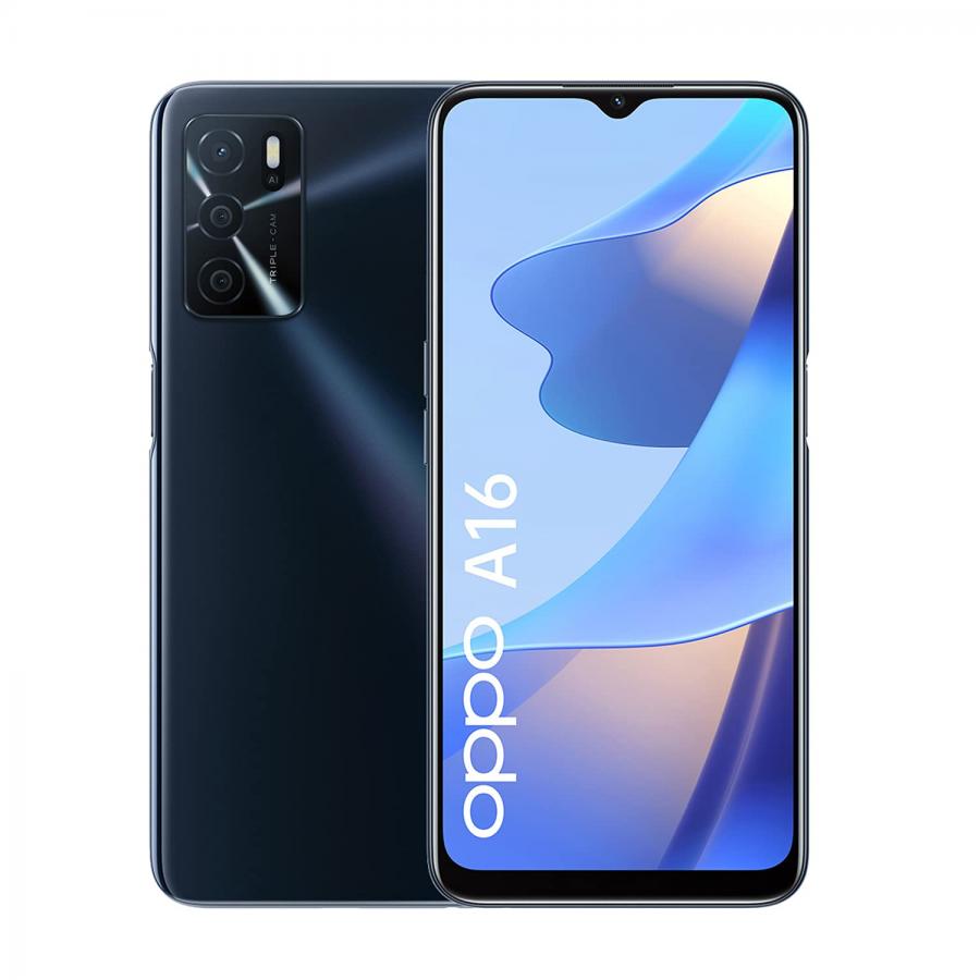 OPPO A16 Crystal Black - Smartphone Android con Tripla Fotocamera AI e Batteria 5000mAh