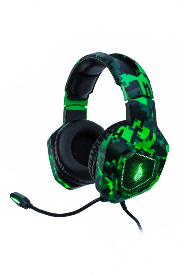Surefire Headset da gaming Skirmish/Headset per PC; PlayStation e Xbox / 390g / Sound stereo 2.0 e luci LED/Cuffie da gaming/Cuffie con microfono/USB 3.2 Gen 1, Verde