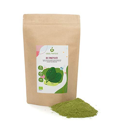 Spinaci bio in polvere (250g), spinaci macinati, 100% naturali, macinati delicatamente, senza additivi, vegani