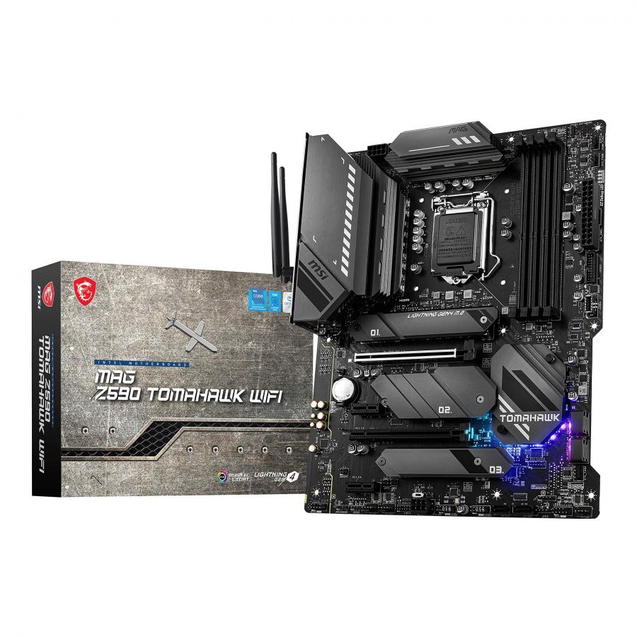 MSI MAG Z590 TOMAHAWK WIFI Scheda madre gaming ATX - Supporta processori Intel Core 11th Gen, LGA 1200 - Mystic Light, 60A VRM, DDR4 Boost (5333MHz/OC), 1 x PCIe 4.0 x16, 3 x M.2 Gen4/3 x4, Wi-Fi 6E