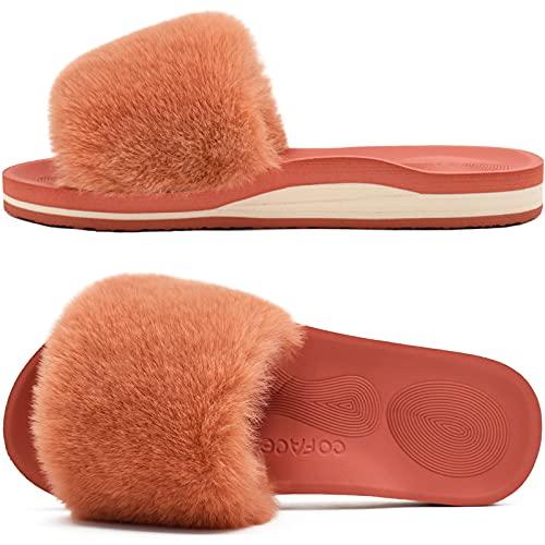 COFACE Pantofole Donna Ciabatte Pelose Donna Invernale Ortopedico Ciabatte  da Casa Pantofole Pelliccia con Pelo Invernali Piatte Sandalo 36
