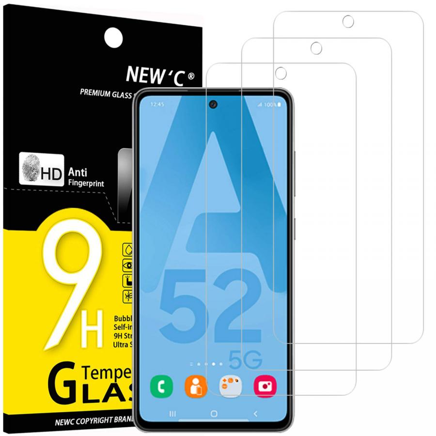 NEW'C 3 Pezzi, Vetro Temperato per Samsung Galaxy A52, A52 5G, A52S 5G