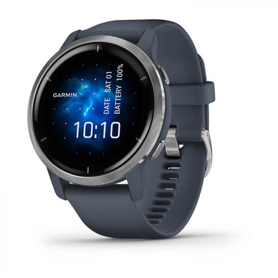 Garmin Venu 2 Silver & Granite Blue - Smartwatch GPS AMOLED con Funzioni Avanzate