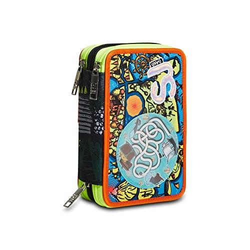Astuccio 3 Zip - Sea Pirate Boy, Completo di Accessori Scolastici