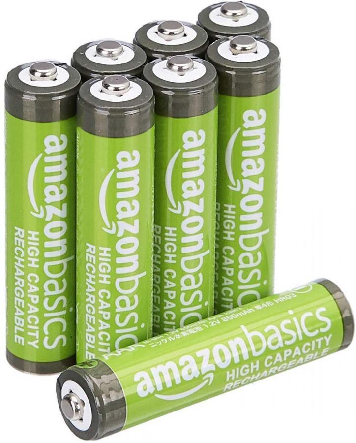 Amazon Basics - Batterie AAA ricaricabili, ad alta capacità, pre-caricate, confezione da 8