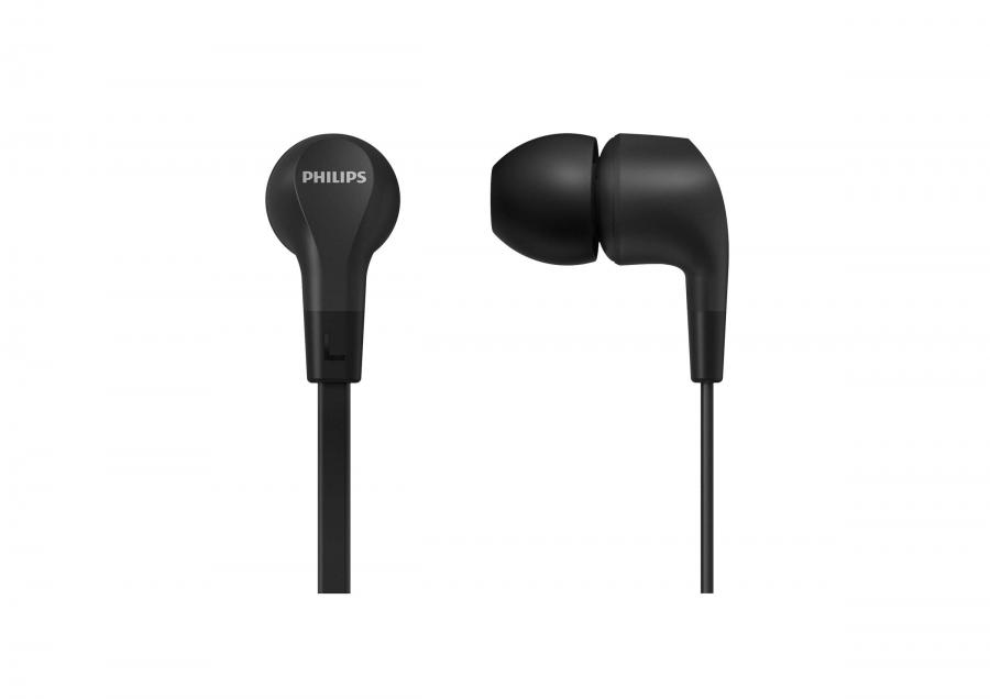 Philips Cuffie Auricolari Cablate In Ear TAE1105BK/00 con Telecomando in Linea (Driver al Neodimio da 8.6 mm, Bassi Potenti, Audio Nitido, Tenuta Comoda) Nero