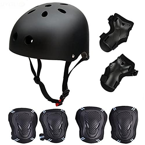 Kit di Protezioni 6 Pezzi Casco BMX con Ginocchiere, Gomitiere e Polsiere per Pattinaggio, Bici, Skateboard e Scooter