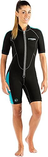 Cressi Lido Lady Shorty Wetsuit 2 mm Nero/Acquamarina - Muta Shorty Donna per Snorkeling e Sport Acquatici