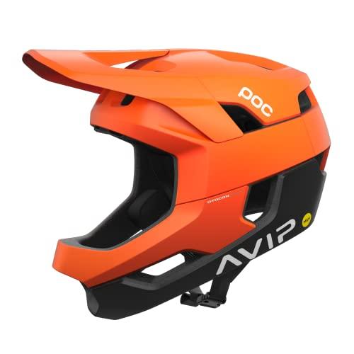 POC Otocon Race MIPS, Casco Integrale Unisex Adulto, Arancione Fluorescente AVIP/Uranium Black Opaco, S (51-54cm)