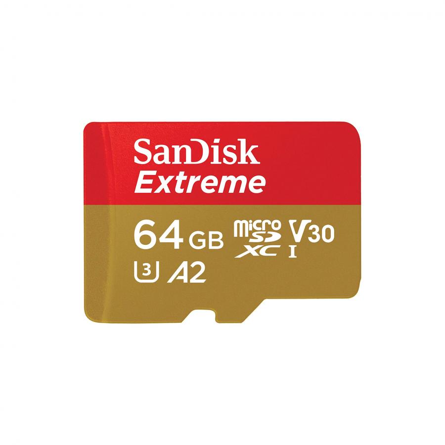 SanDisk Extreme Scheda di Memoria Microsdxc da 64 GB e Adattatore SD con App Performance A2 e Rescue Pro Deluxe, Fino a 160 MB/Sec, Classe 10, Uhs-I, U3, V30