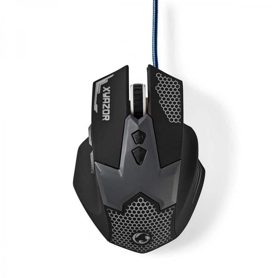 NEDIS Mouse da Gaming - Cablato - Luminoso - 2400 DPI - 7 Pulsanti - Durevole 1.50 m Nero