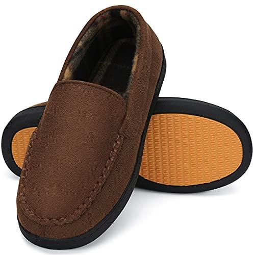 Mishansha Pantofole a Mocassino Uomo Donna Invernali Ciabatte a Memory Foam  Comode Calde con Suola Gomma Antiscivolo,Caramello Marrone 38 EU