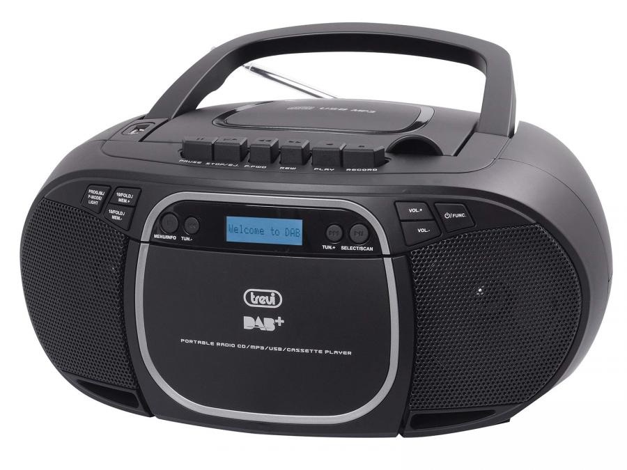 Trevi CMP 576 DAB Stereo Portatile con Ricevitore Digitale DAB / DAB+ / FM con RDS, Mp3, CD, USB, AUX-IN, Display Dot Matrix, Stazioni Memorizzabili
