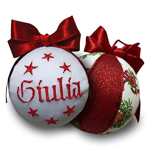 Crociedelizie set da 4 palline di Natale personalizzate 8 cm nome ricamato decorazione natalizia personalizzabile scegli tu i modelli
