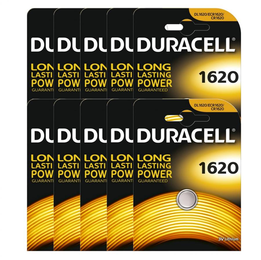 Dl1620 10x Duracell CR1620 DL1620 ECR1620 3V Lithium Button Battery Coin Cell ...