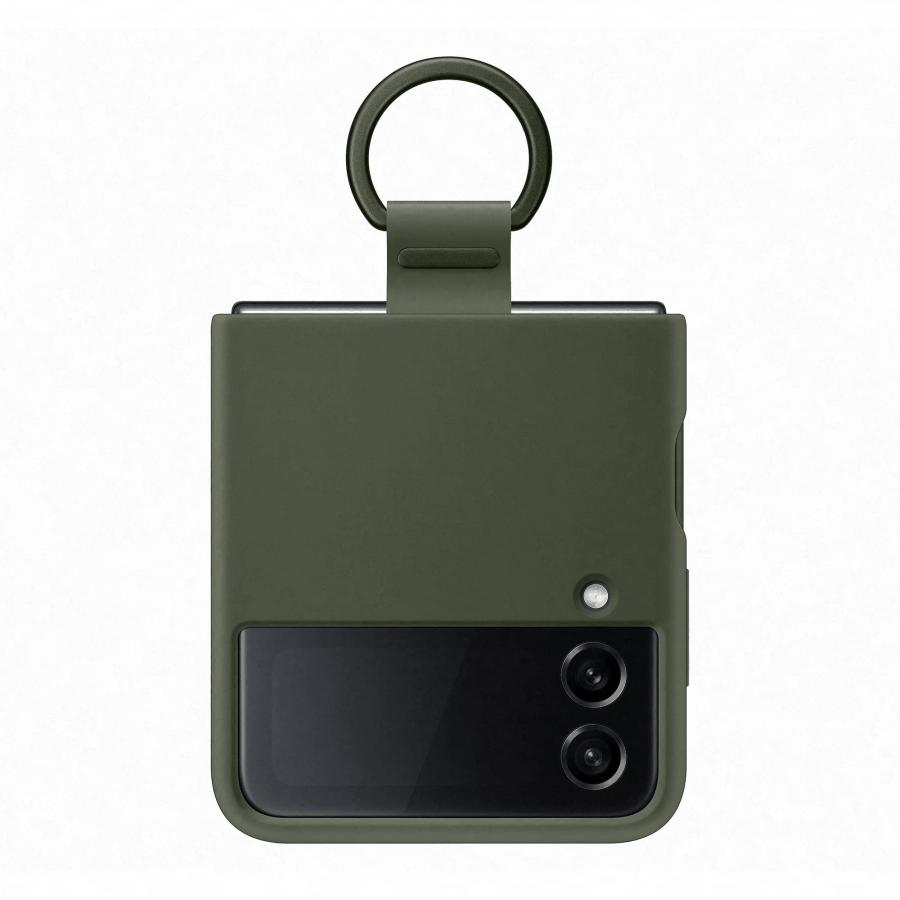 Samsung Silicone Cover with Ring custodia con anello per Galaxy Z Flip4 Khaki