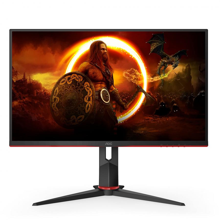 AOC Gaming 24G2SU - Monitor FHD da 24 pollici, 165 Hz, 1 ms, FreeSync Premium (1920 x 1080, VGA, HDMI, DisplayPort, hub) nero/rosso