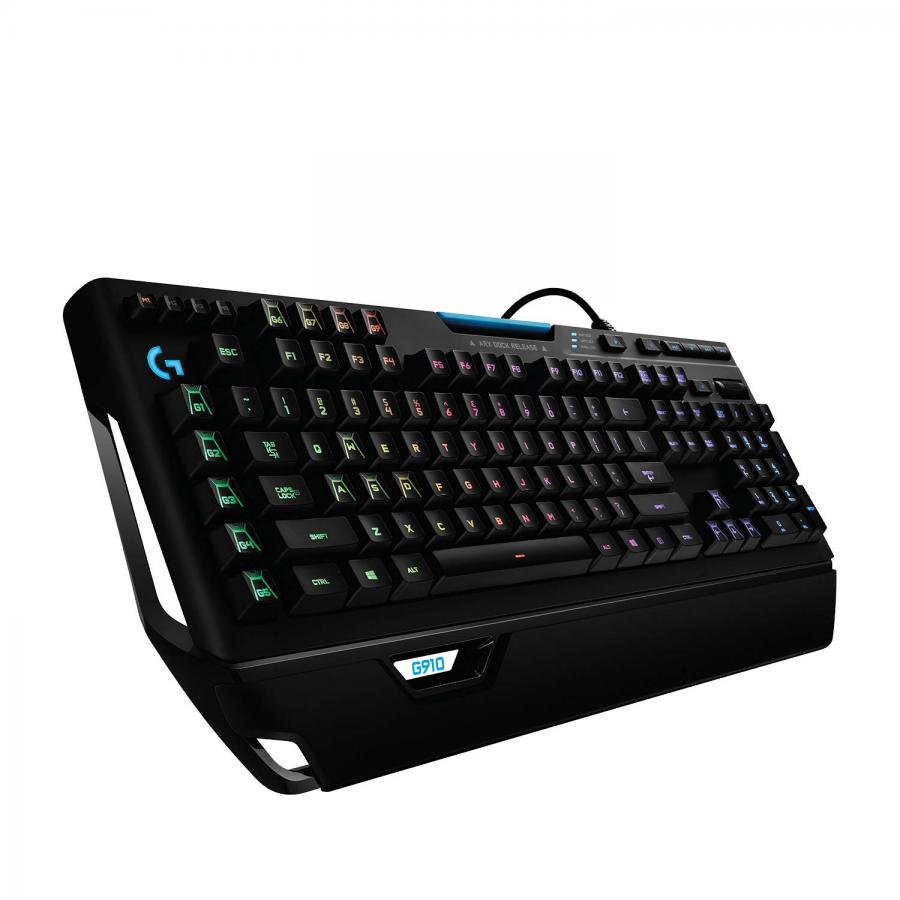 Logitech G910 Orion Spectrum, Tastiera Gaming Meccanica con Cavo, Tasti RGB Retroilluminati, Switch Tactile Romer-G, 9 Tasti-G Programmabili, Doppio Display ARX Technology, QWERTY US Layout, Nero