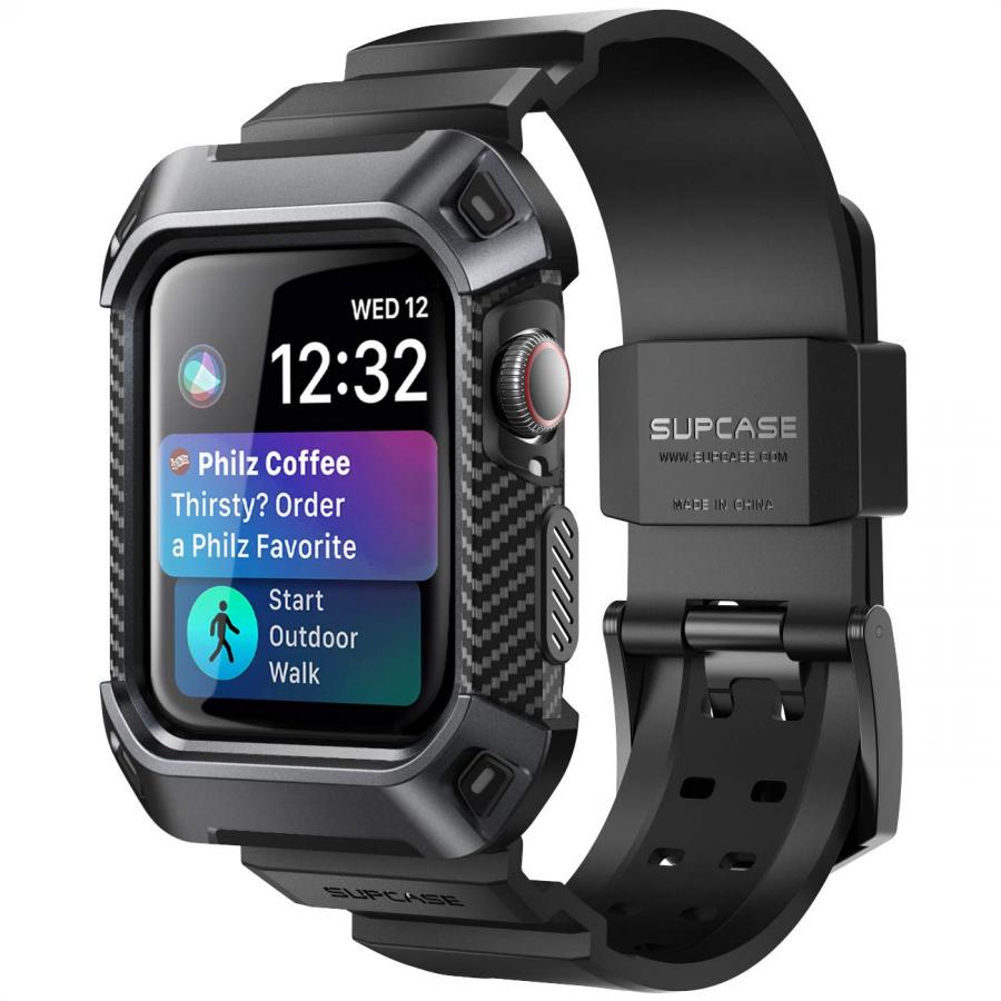 SUPCASE [Unicorn Beetle Pro] Progettato per Apple Watch Series 7/6/SE/5/4 [45/44mm], robusta custodia protettiva con cinturino (nero)
