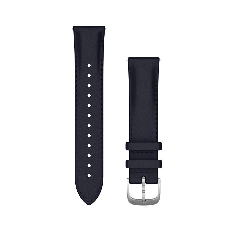 Garmin Viomove Bracciale in Pelle Italiana Blu Marino con Fibbia Argento, 20 mm