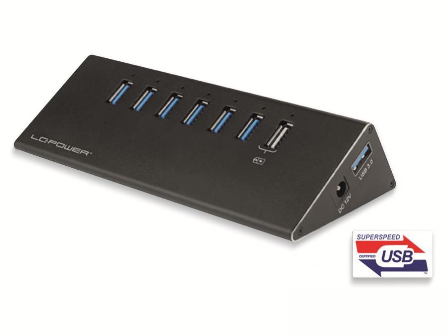 LC-Power Hub USB 3.0 in Alluminio 7 Porte Nero