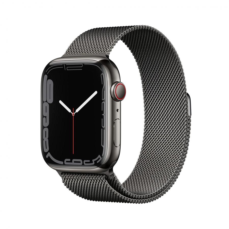 Apple Watch Series 7 (GPS + Cellular) Cassa 45 mm in acciaio inossidabile  color grafite con Loop in maglia milanese color grafite