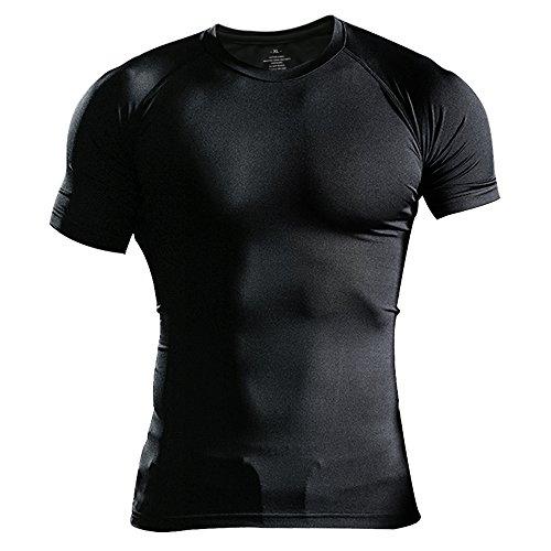 Anyu Maglietta A Compressione Uomo – Manica Corta Traspirante Per Sport, Corsa E Palestra (Taglie Dalla S Alla 4XL)