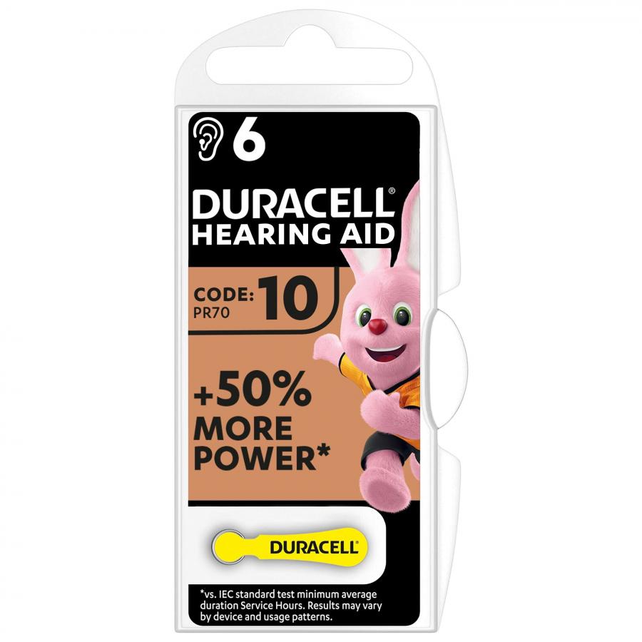 Duracell EasyTab 10 Batterie per Apparecchi Acustici - Confezione da 6