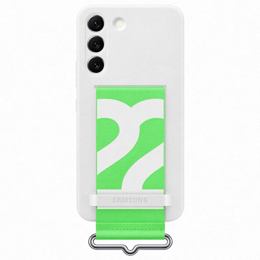 Samsung Silicone Cover con Strap Custodia con fascia per Galaxy S22, Bianco