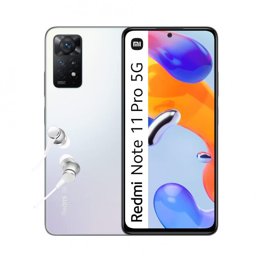 Xiaomi Redmi Note 11 Pro 5G - Smartphone 8+128GB, 6.67” 120Hz FHD+ AMOLED DotDisplay, Snapdragon 695, 108MP+8MP+2MP AI Fotocamera tripla, 5000mAh, Polar White (Versione IT + 2 Anni di Garanzia)