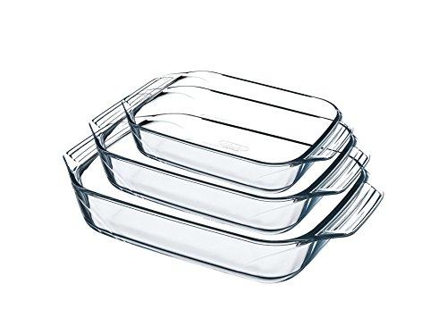 Pyrex Set Teglie Rettangolari in Vetro, 3 Pezzi