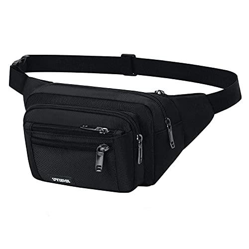 FREETOO Marsupio con 5 Tasche Marsupio Bum Bag cintura regolabile singola  spalla per escursionismo casuale bicicletta Nero 1