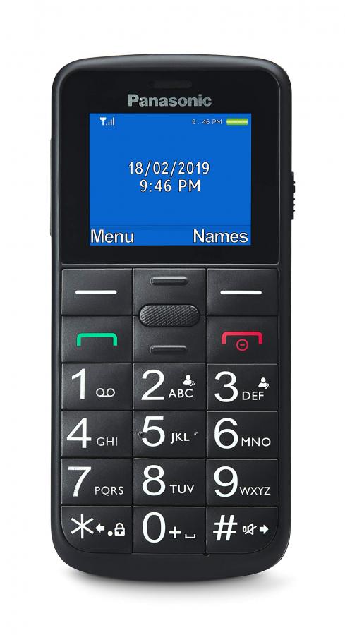 Panasonic KX-TU110 Cellulare Facilitato, Ampio Display a Colori, Dual SIM, Chiamate Prioritarie a Mani Libere, Resistente agli Urti, Batteria a Lunga Durata, Nero