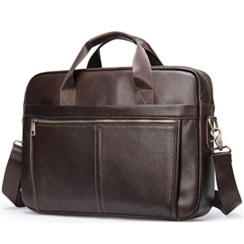 SPAHER Ventiquattrore Vera Pelle Borse 24 Ore Uomo Borsa Porta PC 15.6 Pollici Borsa per PC Portatile Notebook Valigetta Uomo Borsa Cartella Portadocumenti da Ufficio Lavoro Regalo per Uomo 
