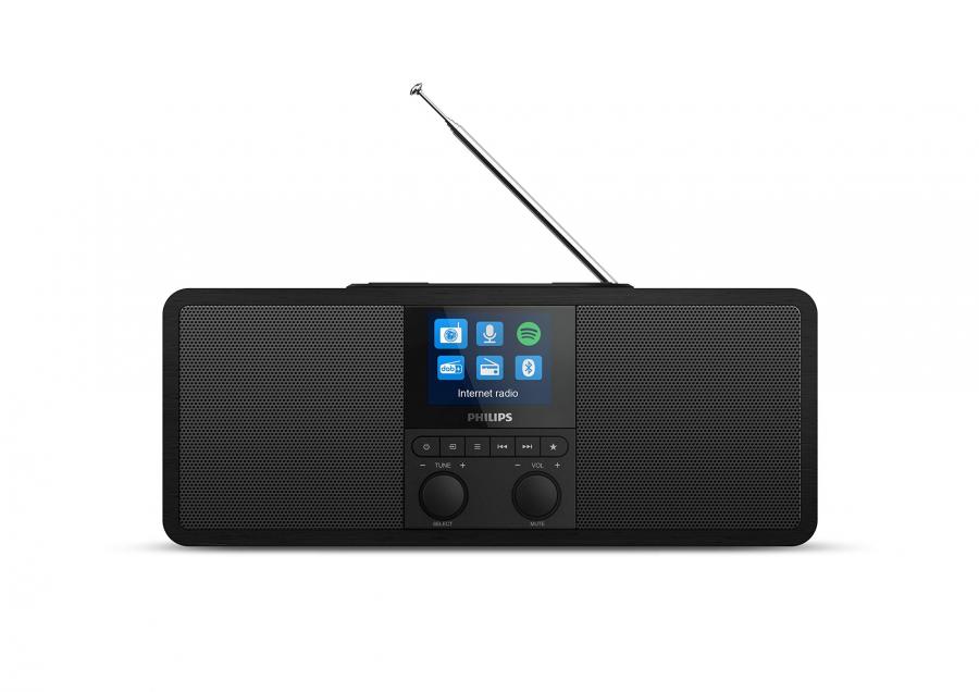 Philips Radio via Internet R8805/10 DAB+ con Spotify Connect (Bluetooth, Allarme Doppio, Timer per Spegnimento Automatico, Base di Ricarica Wireless Qi per Cellulari, USB) Nero - Modello 2020/2021