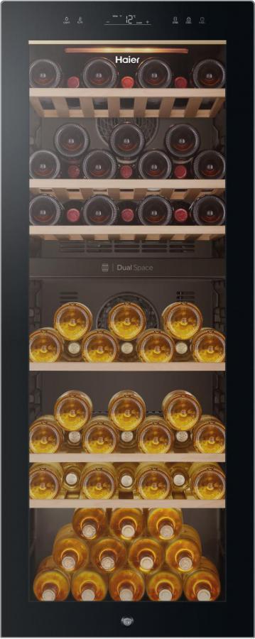 Haier Wine Bank 50 Serie 7 HWS77GDAU1 Cantinetta Vino 77 Bottiglie Classe G 2 Zone Raffreddamento WiFi colore Nero
