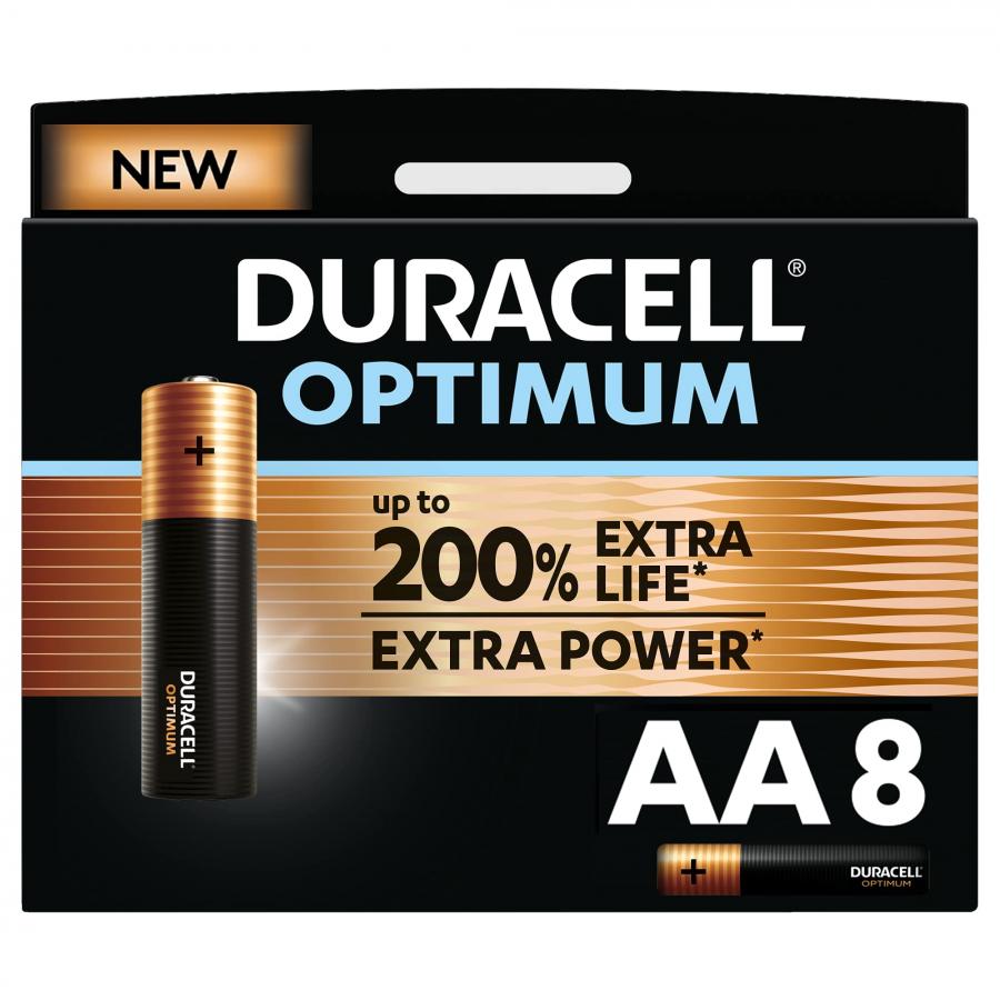 Duracell Optimum AA - Batterie Alcaline Stilo, Confezione da 8