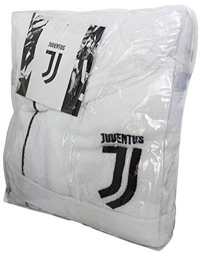 NUOVO LOGO ACCAPPATOIO CON CAPPUCCIO UFFICIALE FC JUVENTUS TG S M L XL XXL BIANCO NERO 100% MICRO SPUGNA PURO COTONE UOMO (M - 46 / 48)